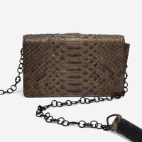 Armenta Natural Grey Python Leather Chained Clutch 12892 - THE SOLIST