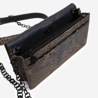 Armenta Natural Grey Python Leather Chained Clutch 12892 - THE SOLIST
