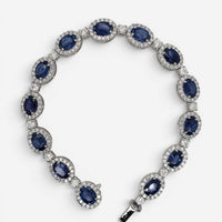 Diana M. Jewels 18K White Gold Sapphire & Diamond Link Bracelet DBR2897