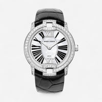 Roger Dubuis Velvet 18K White Gold Diamond Automatic Ladies Watch DBVE0021_Blk_lthr