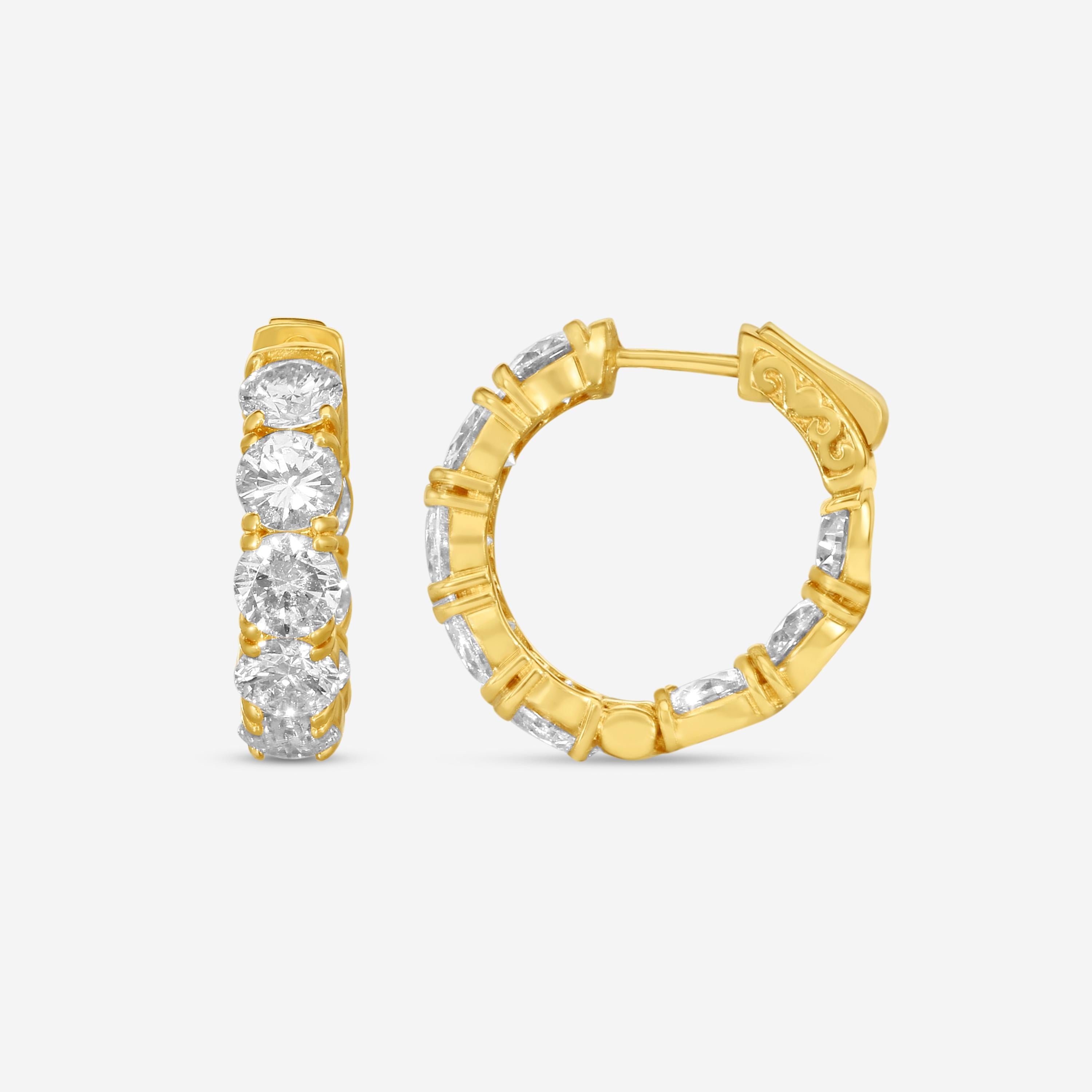Diana M. Jewels 18K Yellow Gold Diamond Inside-Out Hoop Earrings DEA2301