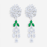 Diana M. Jewels 18K White Gold Emerald & Diamond Chandelier Earrings DEA2419