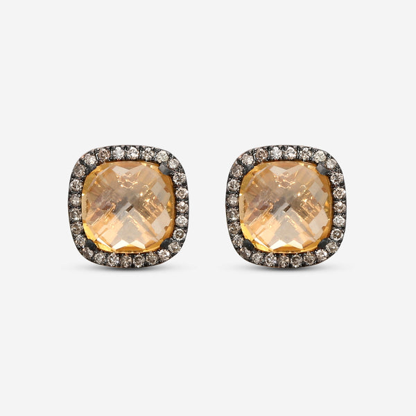 Suzanne Kalan 18K Rose Gold Diamond & Champagne Topaz Stud Earrings DKE242-RGCHT