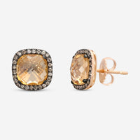 Suzanne Kalan 18K Rose Gold Diamond & Champagne Topaz Stud Earrings DKE242-RGCHT