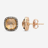 Suzanne Kalan 18K Rose Gold Diamond & Champagne Topaz Stud Earrings DKE242-RGCHT