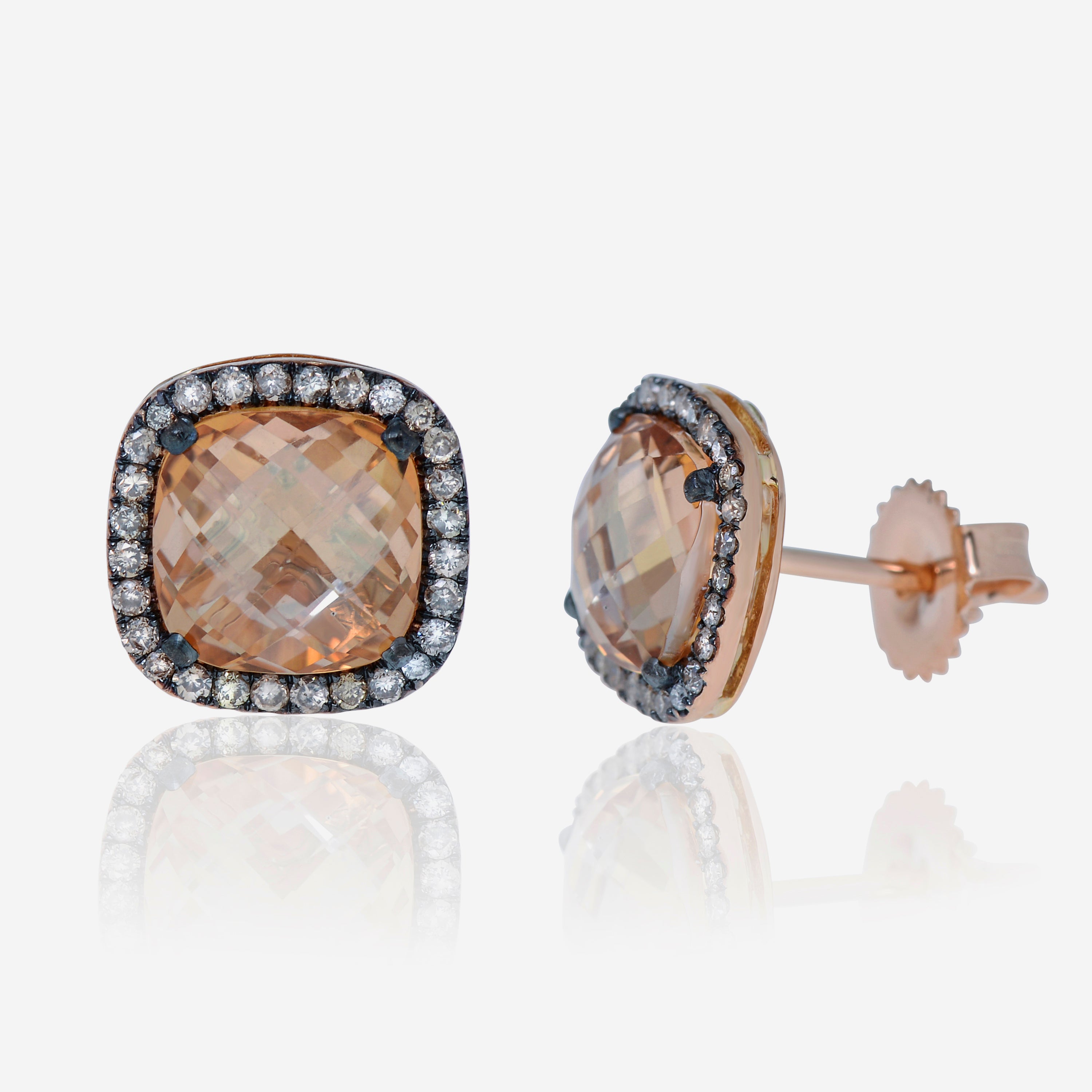 Suzanne Kalan 18K Rose Gold, Champagne Topaz and Diamond Stud Earrings - THE SOLIST