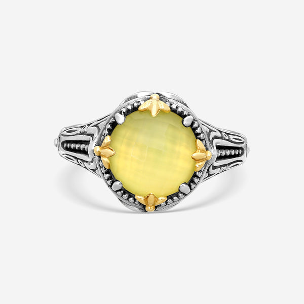 KONSTANTINO – “Gen K 2” Sterling Silver & 18K Yellow Gold, Yellow Agate Triplet Ring (YAT: 10 mm) – DKJ1006-649 S7

Center (YAT): 10 mm
Ring Size: 7.0
Width: 0.19 in. - THE SOLIST