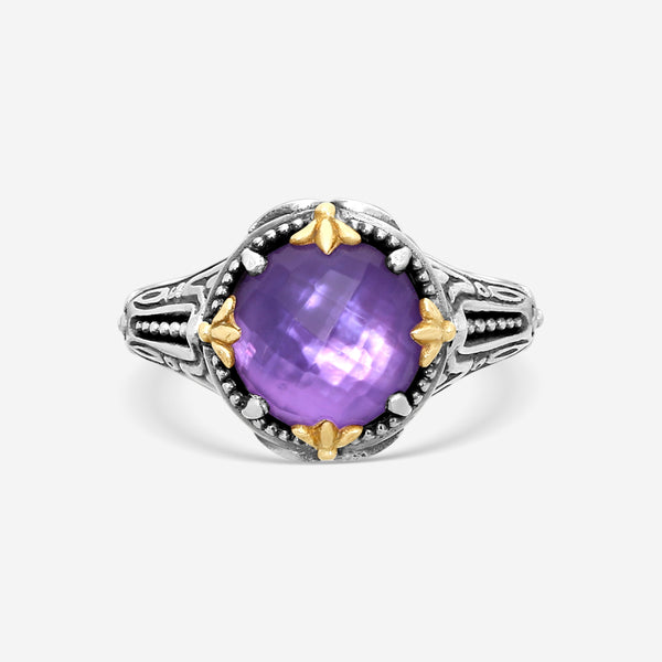 KONSTANTINO – “Gen K 2” Sterling Silver & 18K Yellow Gold, Amethyst Triplet Ring (AT: 10 mm) – DKJ1006-653 S7

Center (AT): 10 mm
Ring Size: 7.0
Width: 0.19 in. - THE SOLIST