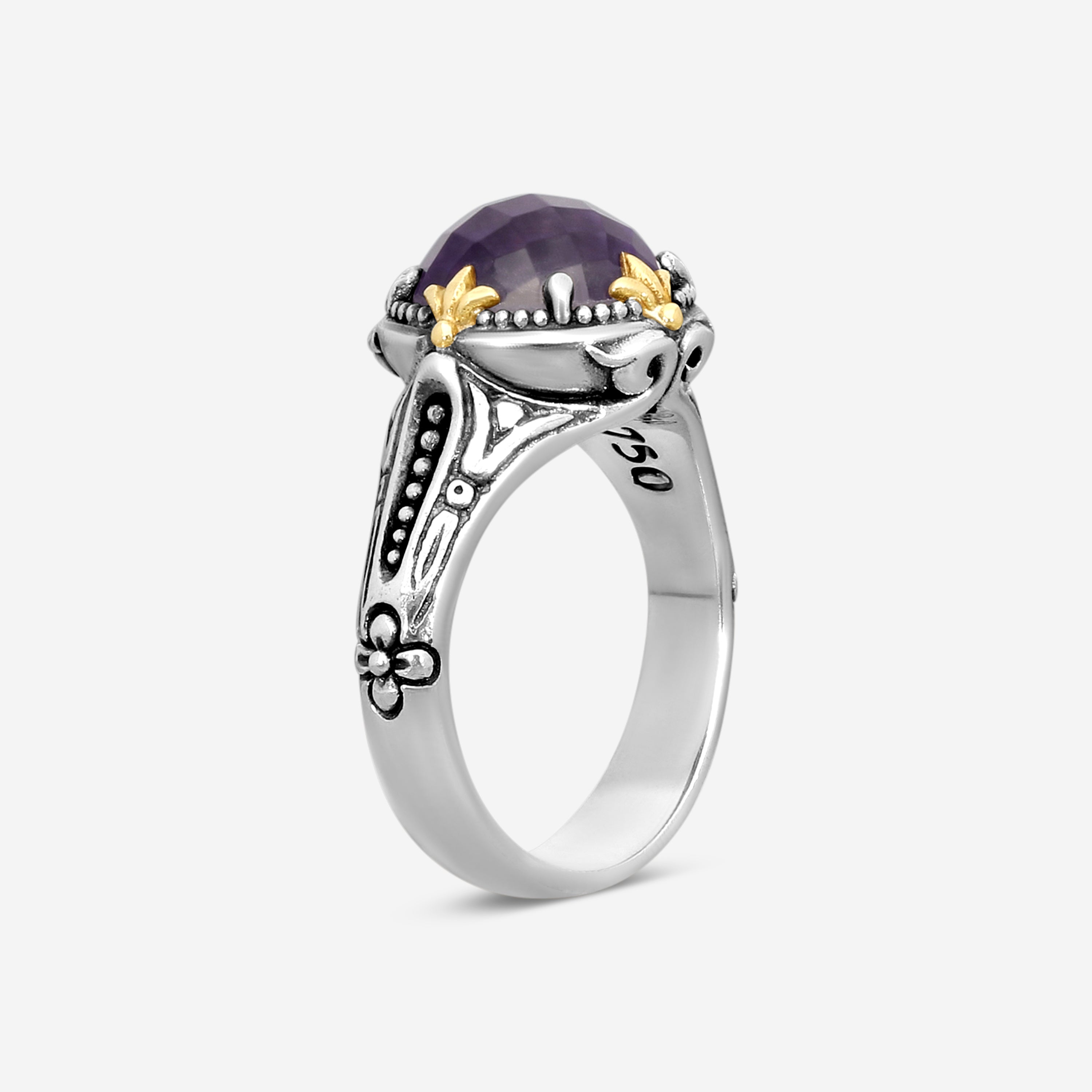 Konstantino Gen K 2 Sterling Silver & 18K Yellow Gold Amethyst Ring Sz