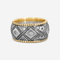 Konstantino Sterling Silver & 18K Yellow Gold Diamond Band Ring Sz. 9 DKJ335-109
