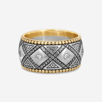 Konstantino Sterling Silver & 18K Yellow Gold Diamond Band Ring Sz. 9 DKJ335-109
