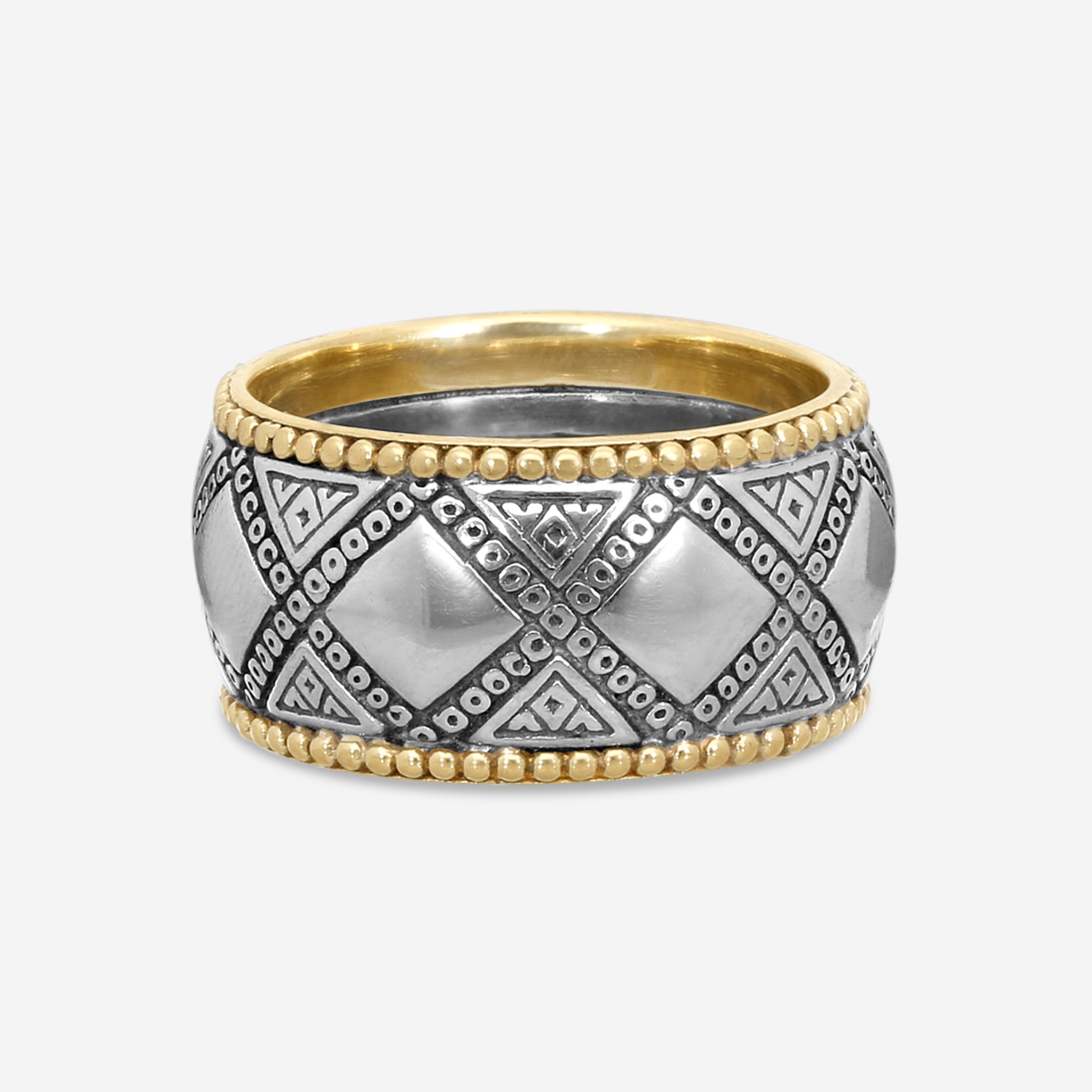 Konstantino Sterling Silver & 18K Yellow Gold Sectional Band Ring Sz. 10 DKJ335-131