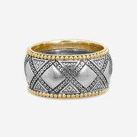 Konstantino Sterling Silver & 18K Yellow Gold Sectional Band Ring Sz. 10 DKJ335-131