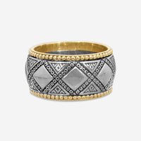Konstantino Sterling Silver & 18K Yellow Gold Sectional Band Ring Sz. 10 DKJ335-131