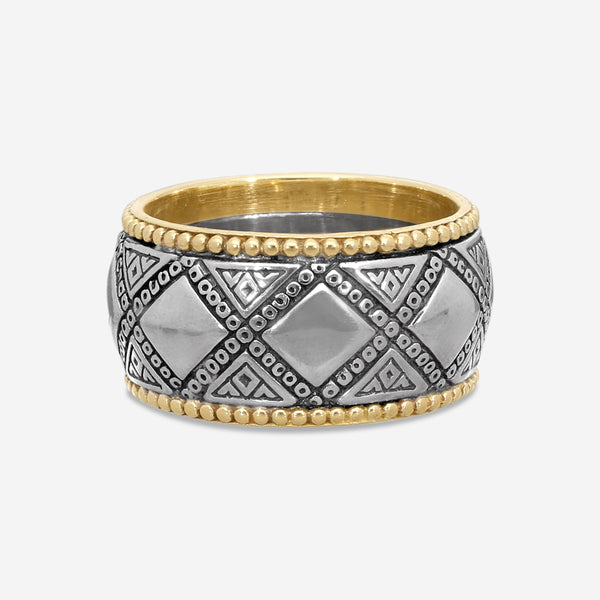 Konstantino Sterling Silver & 18K Yellow Gold Sectional Band Ring Sz. 10 DKJ335-131