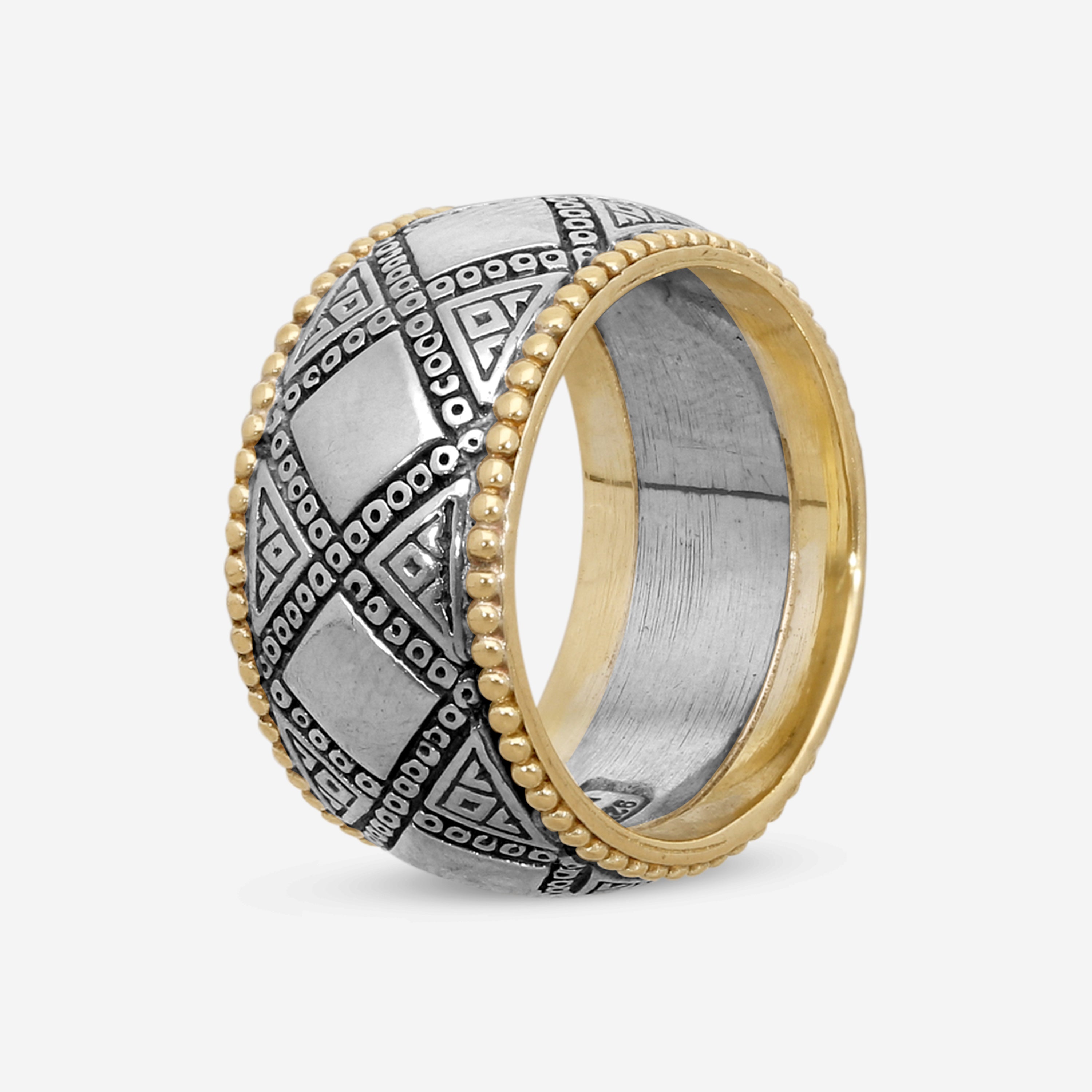 Konstantino Sterling Silver & 18K Yellow Gold Sectional Band Ring Sz. 10 DKJ335-131