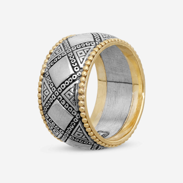 Konstantino Sterling Silver & 18K Yellow Gold Sectional Band Ring Sz. 10 DKJ335-131