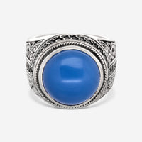 Konstantino Sterling Silver Blue Agate & Black Spinel Ring DKJ479-296