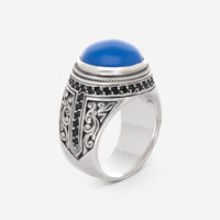 Konstantino Sterling Silver Blue Agate & Black Spinel Ring DKJ479-296