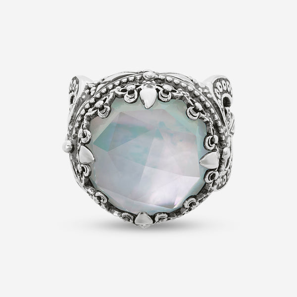 Konstantino Sterling Silver, Mother Of Pearl and Rock Crystal Doublet Statement Ring