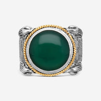 Konstantino Sterling Silver & 18K Yellow Gold Green Agate Ring Sz. 10 DKJ630-100