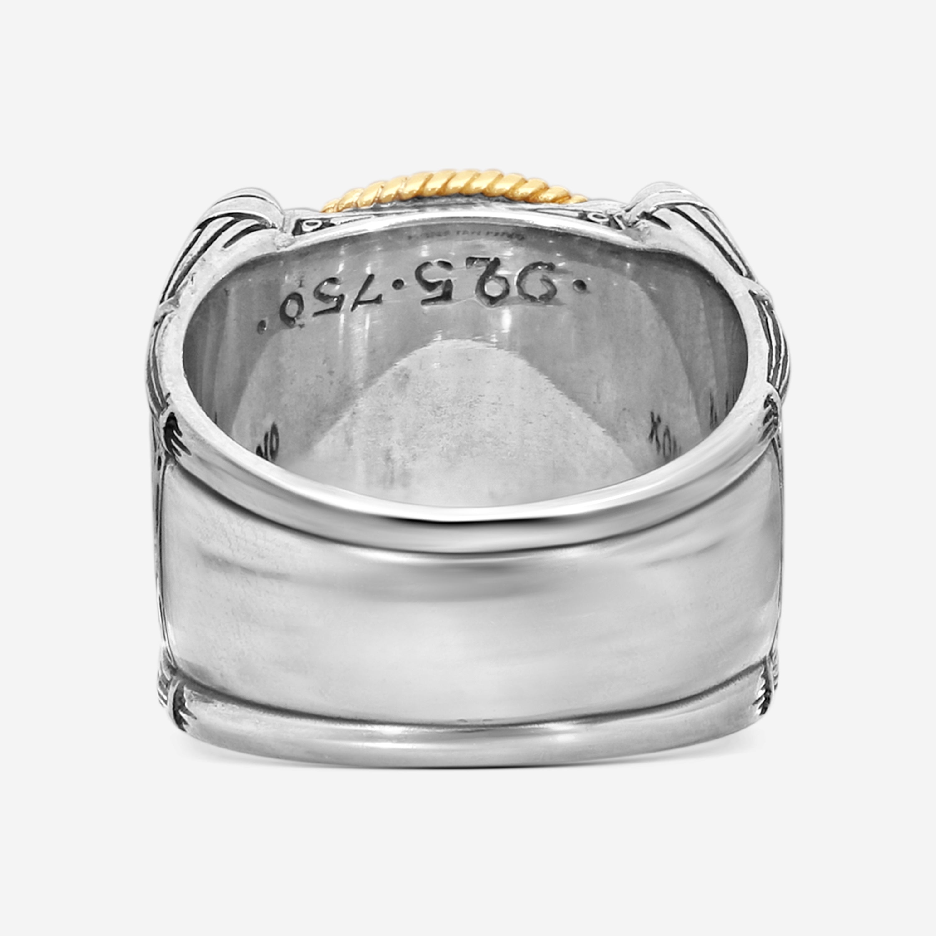 Konstantino Sterling Silver & 18K Yellow Gold Green Agate Ring Sz. 10 DKJ630-100