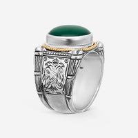 Konstantino Sterling Silver & 18K Yellow Gold Green Agate Ring Sz. 10 DKJ630-100