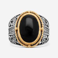 Konstantino Onyx Sterling Silver & 18K Yellow Gold Ring Sz. 12 DKJ632-120