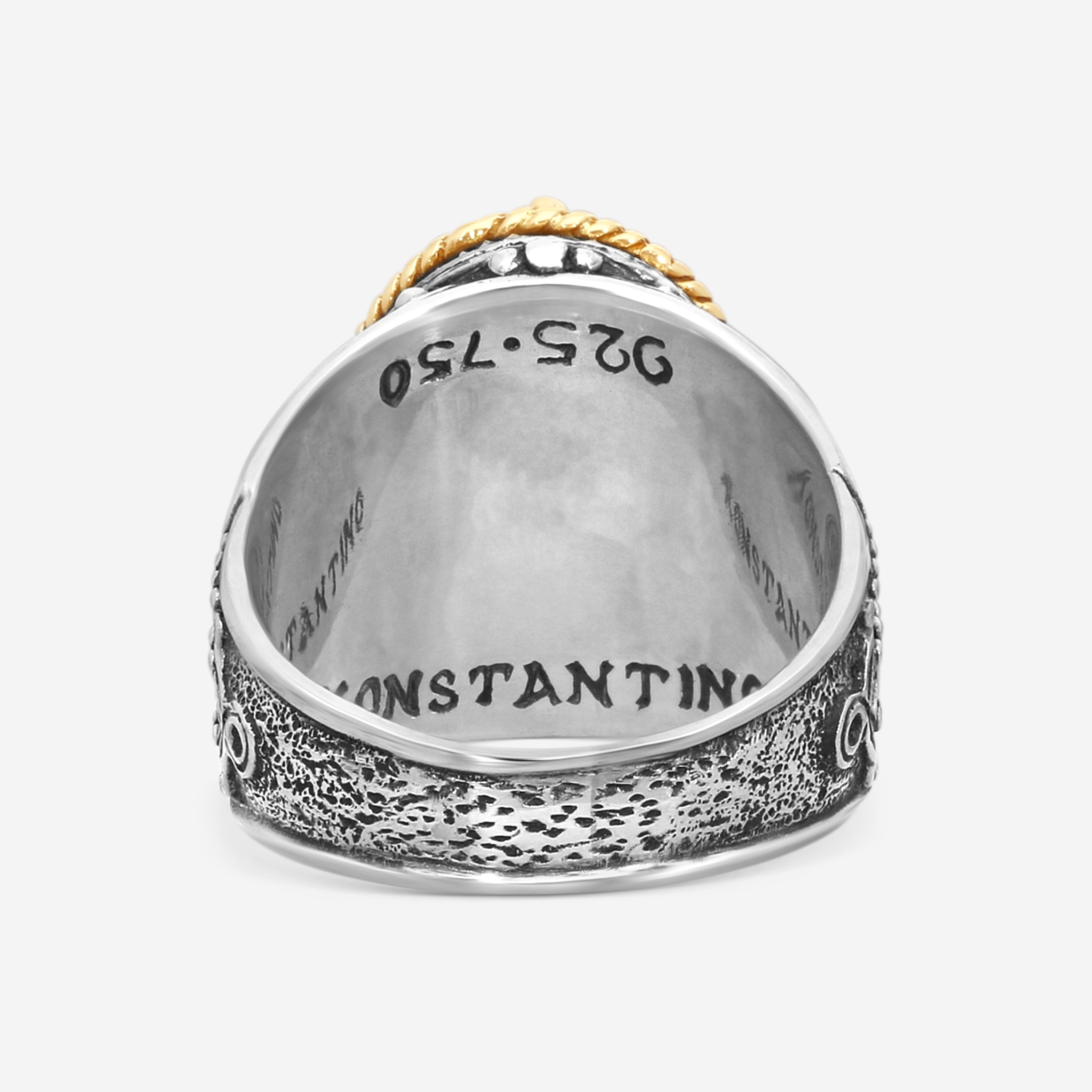 Konstantino Onyx Sterling Silver & 18K Yellow Gold Ring Sz. 12 DKJ632-120