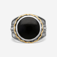Konstantino Onyx Sterling Silver & 18K Yellow Gold Ring Sz. 10 DKJ637-120