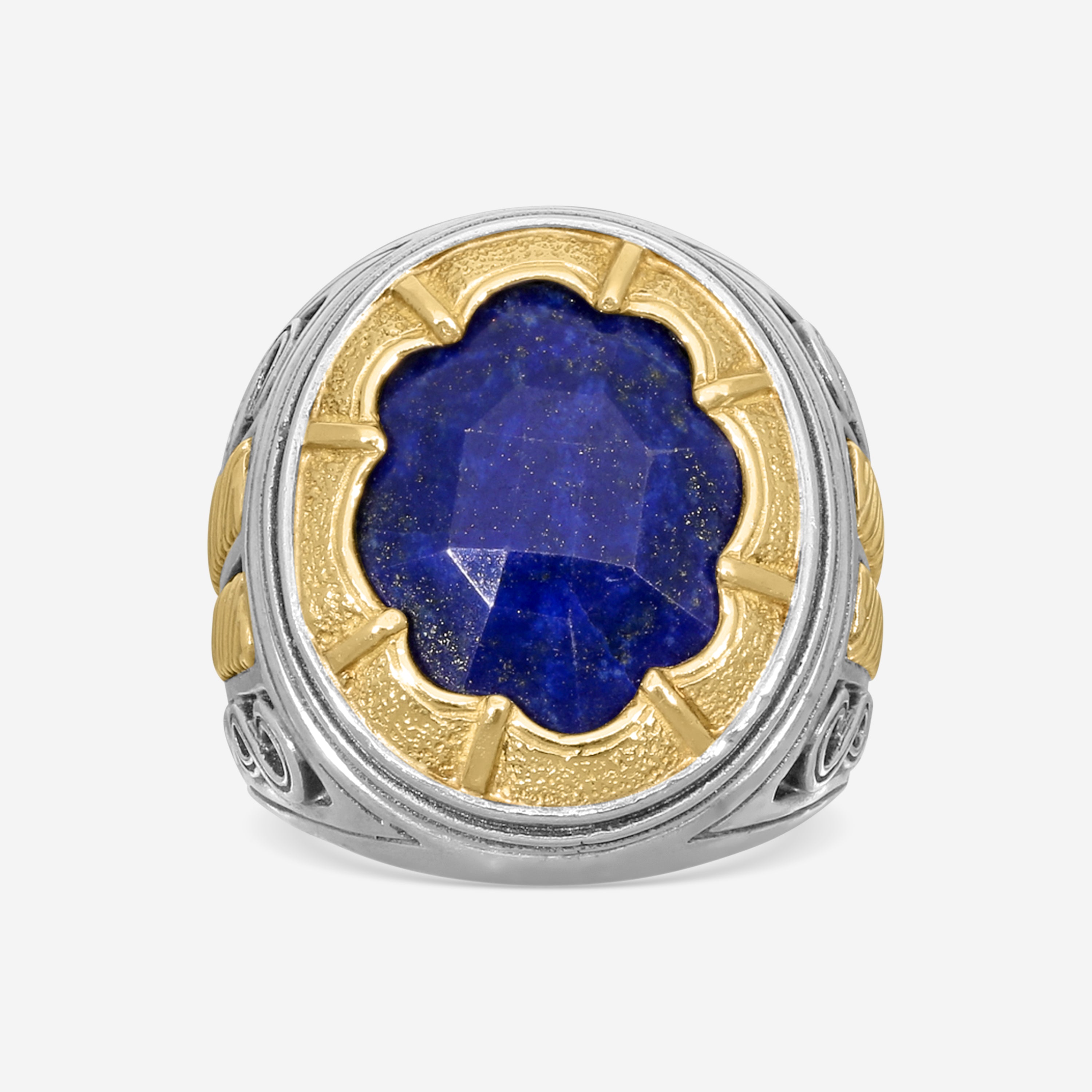 Konstantino Sterling Silver & 18K Yellow Gold Lapis Infinity Ring Sz. 10 DKJ686-116