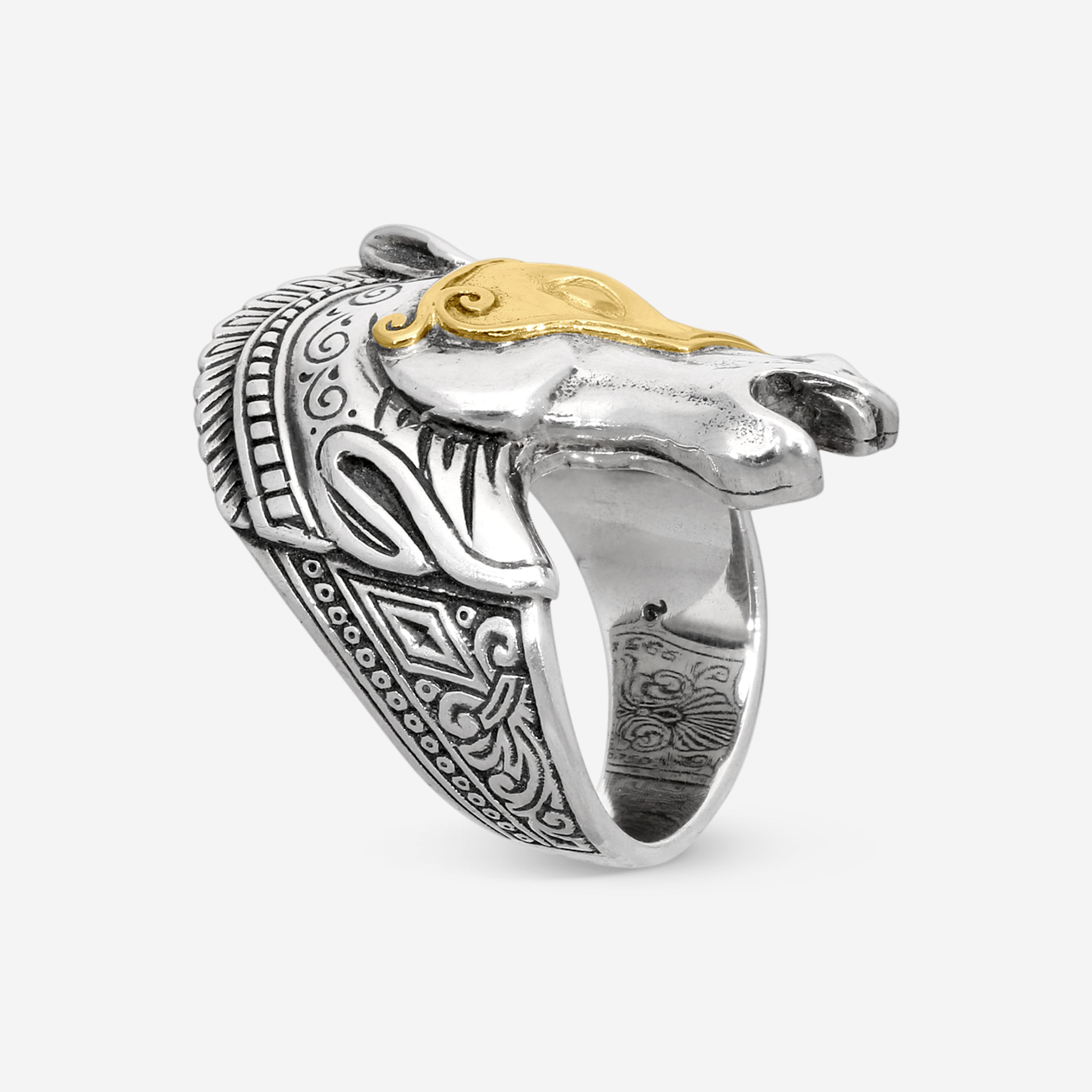 Konstantino Sterling Silver & 18K Yellow Gold Horse Ring Sz. 10 DKJ737-130-109-10