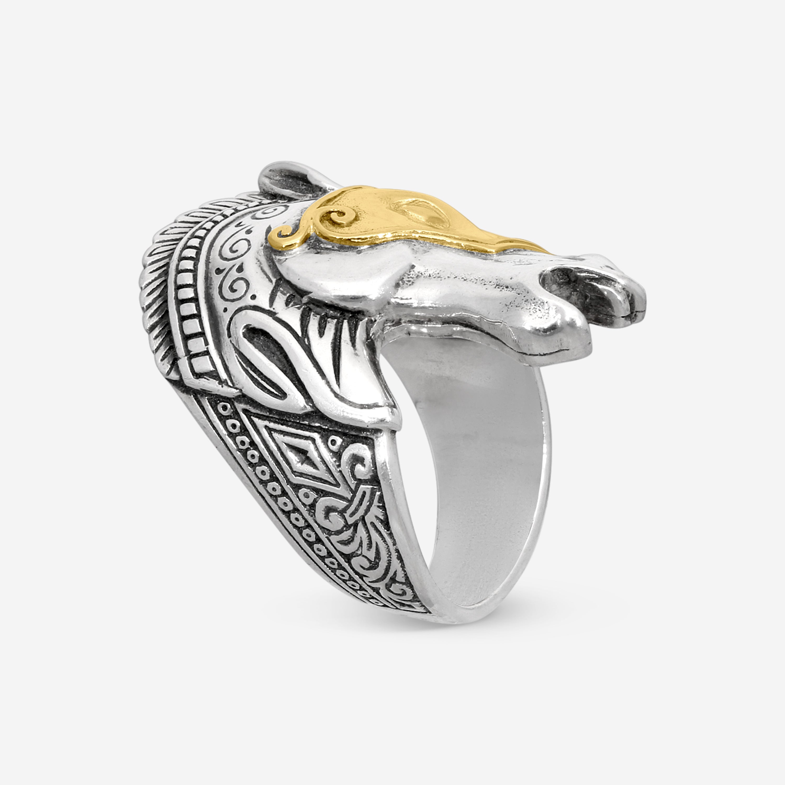 Konstantino Sterling Silver & 18K Yellow Gold Horse Ring Sz. 10 DKJ737-130-109-10