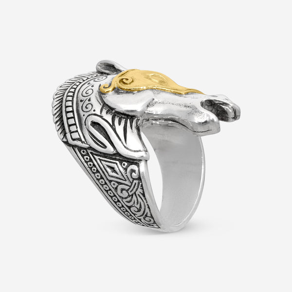 Konstantino Sterling Silver & 18K Yellow Gold Horse Ring Sz. 10 DKJ737-130-109-10