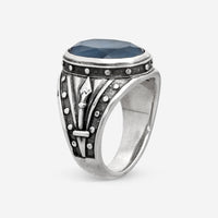 Konstantino Hawk's Eye Sterling Silver Faceted Doublet Ring Sz. 10.5 DKJ752-408-CUT