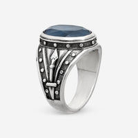 Konstantino Hawk's Eye Sterling Silver Faceted Doublet Ring Sz. 10.5 DKJ752-408-CUT