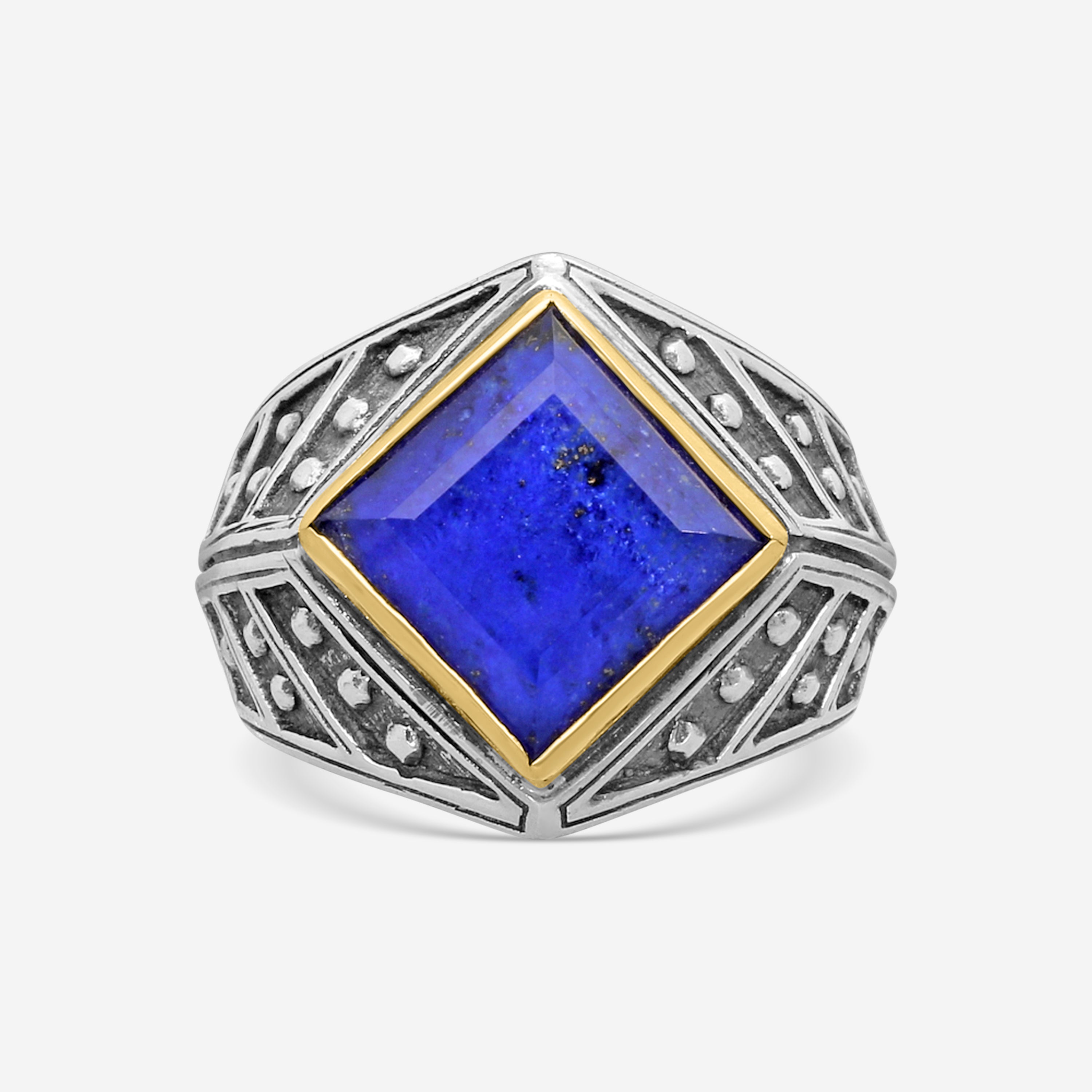 Konstantino Sterling Silver & 18K Yellow Gold Lapis Doublet Ring Sz. 10.5 DKJ753-381-CUT