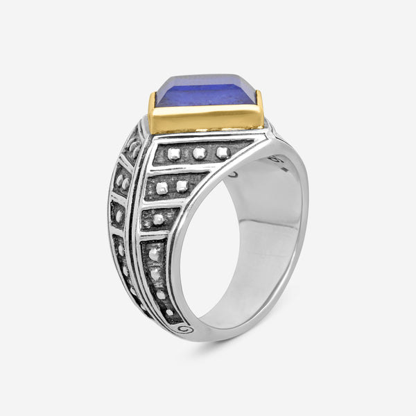 Konstantino Lapis Sterling Silver & 18K Yellow Gold Doublet Ring Sz. 10.5 DKJ753-381-CUT