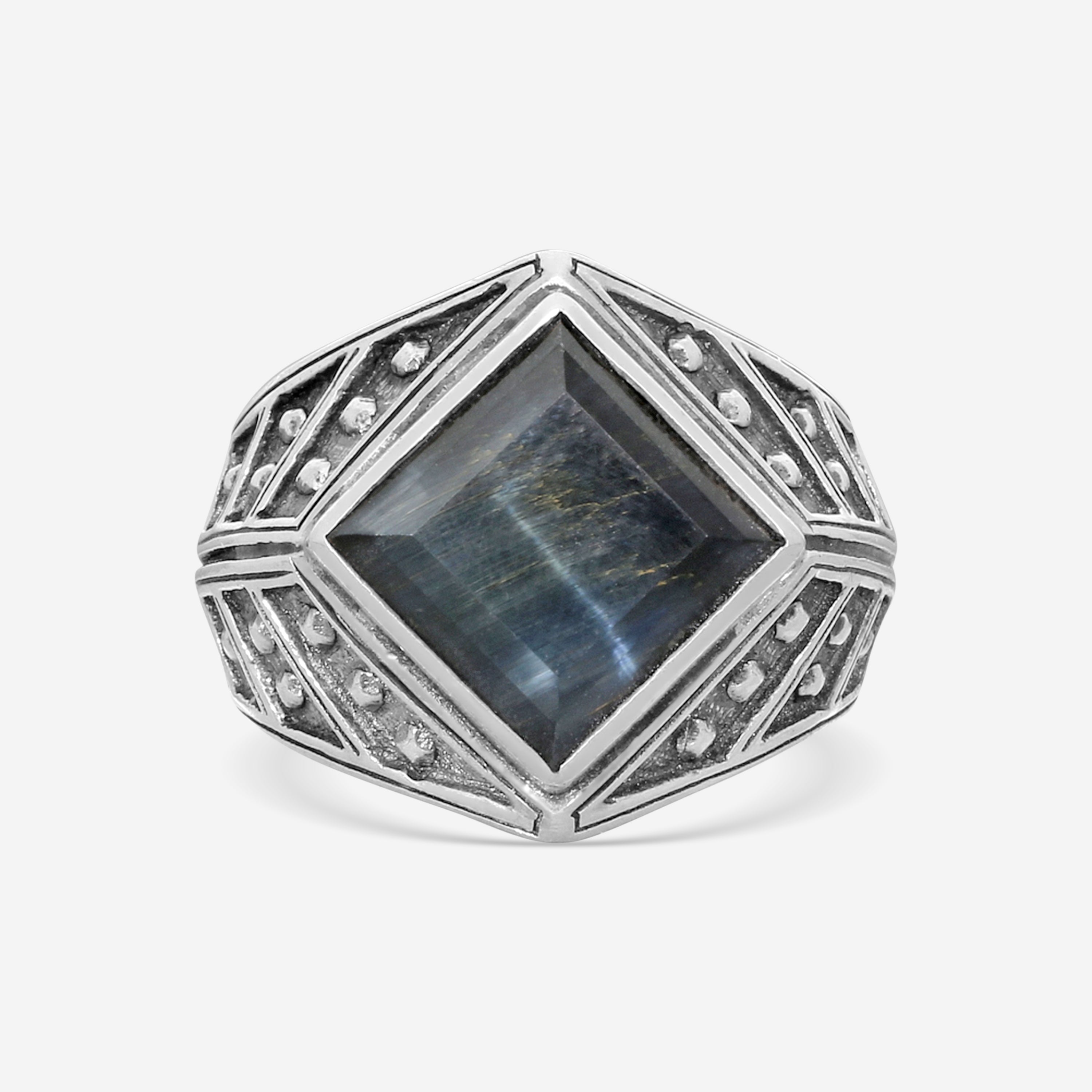 Konstantino Hawk's Eye Sterling Silver Doublet Ring Sz. 11 DKJ754-408-CUT