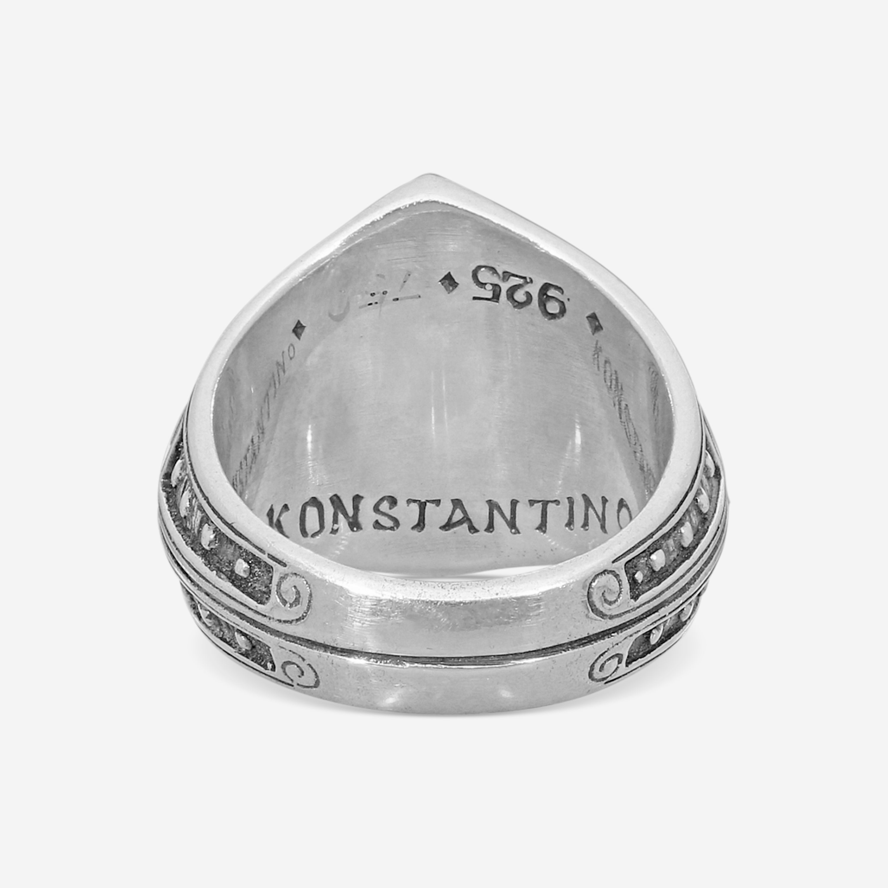 Konstantino Hawk's Eye Sterling Silver Doublet Ring Sz. 11 DKJ754-408-CUT