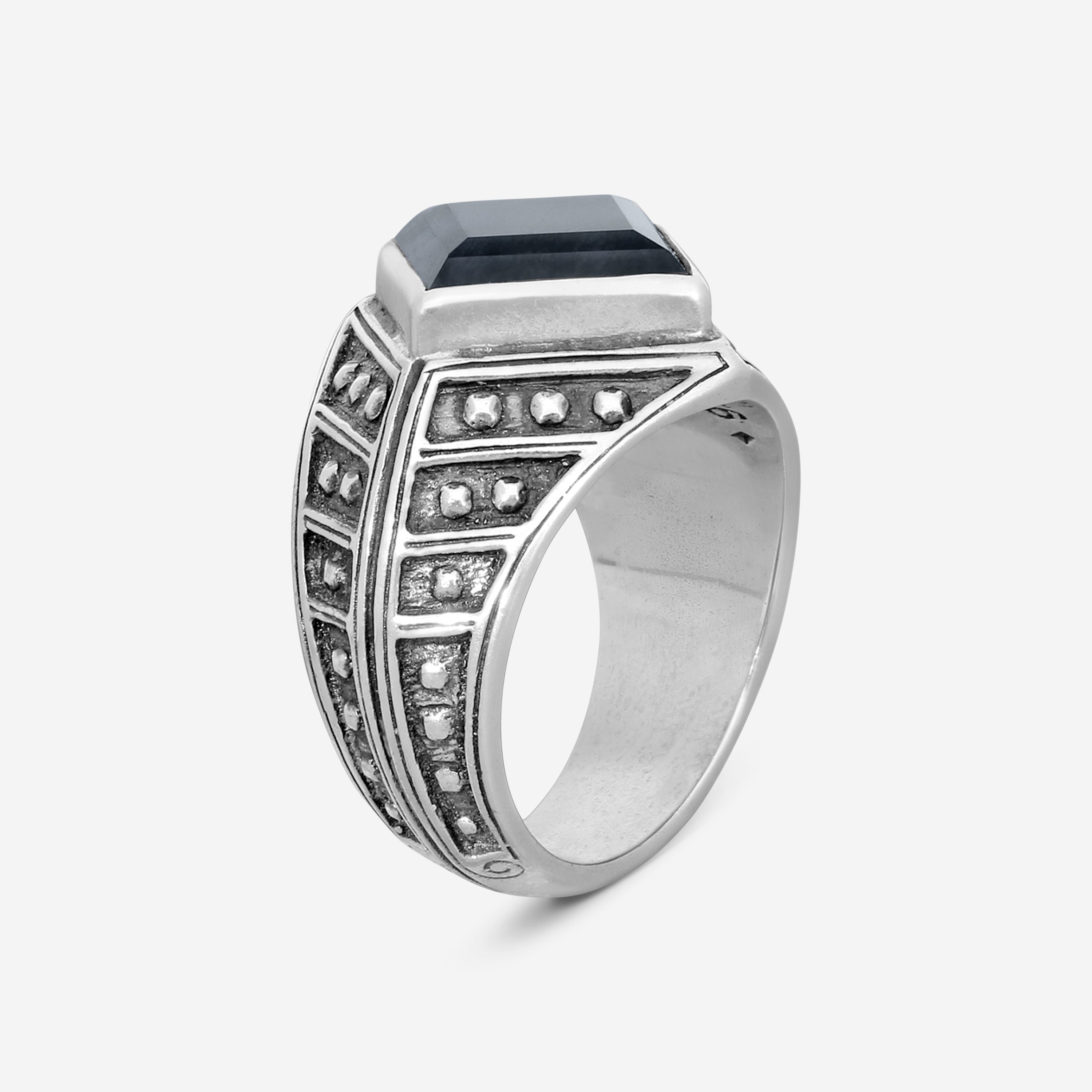 Konstantino Hawk's Eye Sterling Silver Doublet Ring Sz. 11 DKJ754-408-CUT