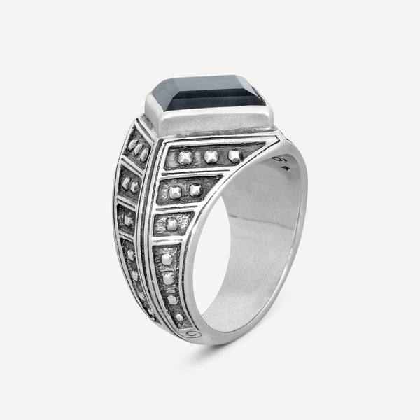 Konstantino Hawk's Eye Sterling Silver Doublet Ring Sz. 11 DKJ754-408-CUT