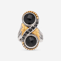 Konstantino Calypso Sterling Silver and 18K Yellow Gold, Onyx and Spinel Ring DKJ838-314
