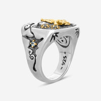 Konstantino Angelic Sterling Silver & 18K Yellow Gold London Blue Topaz Ring Sz. 7 DKJ924-298-S7 - THE SOLIST