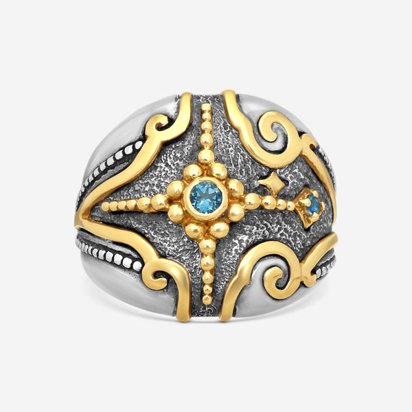KONSTANTINO – “Angelic” Sterling Silver & 18K Yellow Gold, London Blue Topaz Ring (LBT: 0.0325 ct.) – DKJ928-298 S7

Center (LBT): 0.0325 ct.
Ring Size: 7.0
Width: 0.25 in. - THE SOLIST