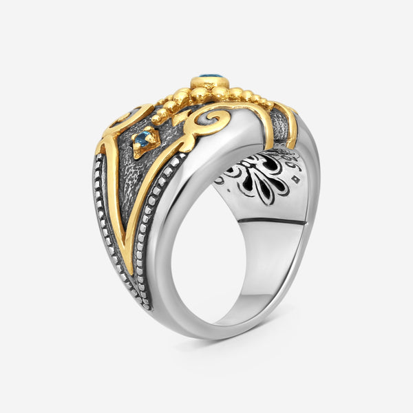 KONSTANTINO – “Angelic” Sterling Silver & 18K Yellow Gold, London Blue Topaz Ring (LBT: 0.0325 ct.) – DKJ928-298 S7

Center (LBT): 0.0325 ct.
Ring Size: 7.0
Width: 0.25 in. - THE SOLIST