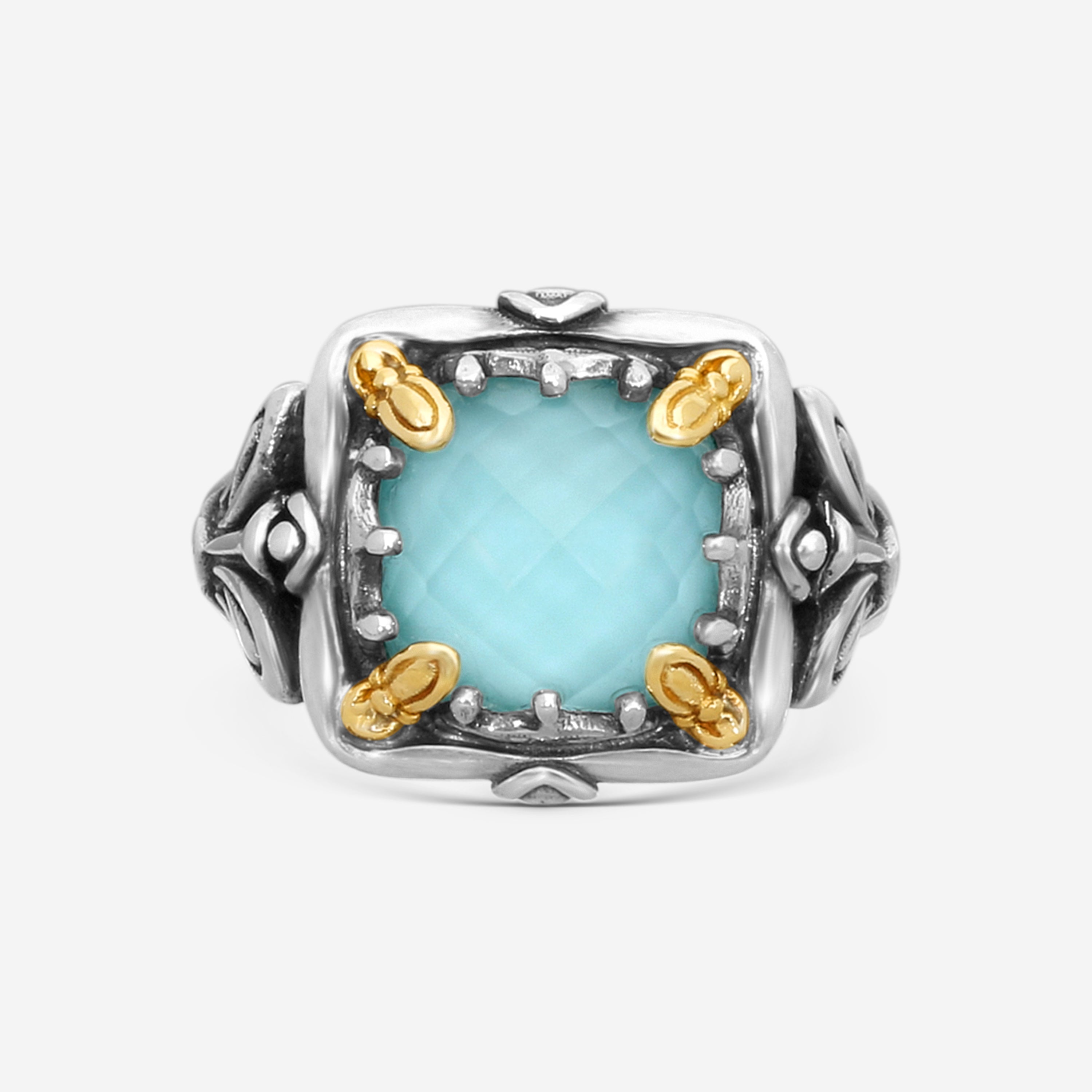 KONSTANTINO – “Gen K” Sterling Silver & 18K Yellow Gold, Turquoise Ring (ONX: 9.50 mm) – DKJ936-137 S6Center (ONX): 9.50 mmRing Size: 6.0Width: 0.19 in. - THE SOLIST