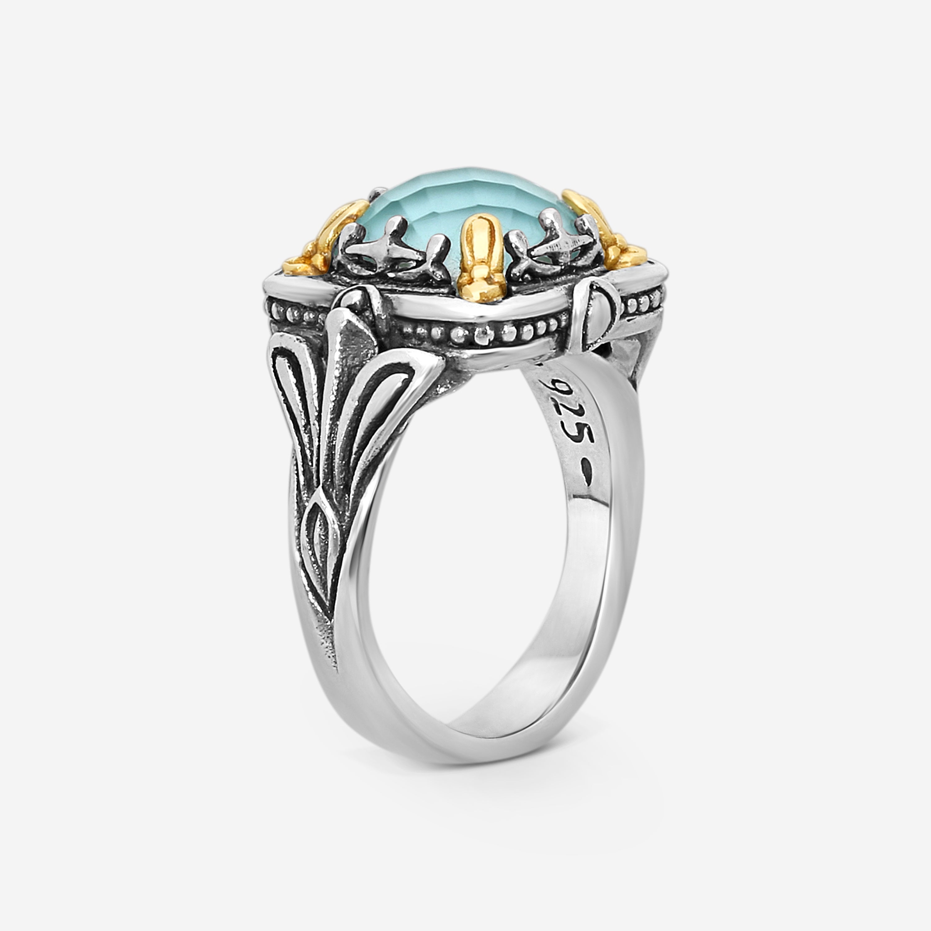 KONSTANTINO – “Gen K” Sterling Silver & 18K Yellow Gold, Turquoise Ring (ONX: 9.50 mm) – DKJ936-137 S6Center (ONX): 9.50 mmRing Size: 6.0Width: 0.19 in. - THE SOLIST