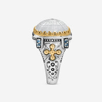 Konstantino Dome Sterling Silver & 18k Yellow Gold Mother of Pearl & Blue Spinel Ring Sz. 7 DKJ978-630-S7 - THE SOLIST