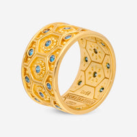Konstantino Melissa 18K Yellow Gold and Blue Diamond Band Ring DMK01104-18KT-409